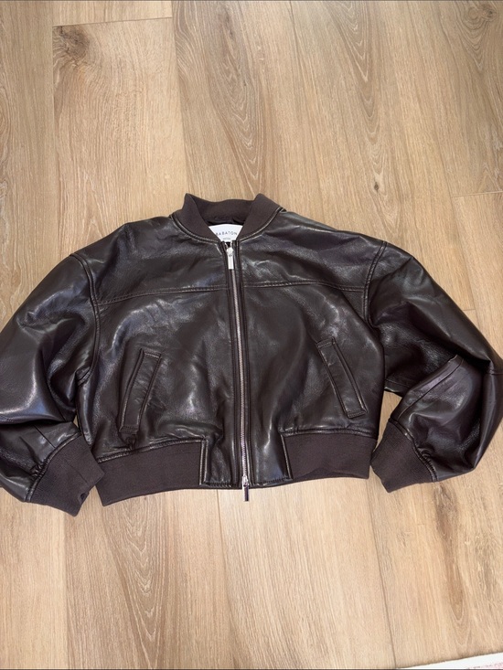 Aritzia Jackets & Blazers - Aritzia Dark Brown Vegan Leather Cropped Bomber Jacket